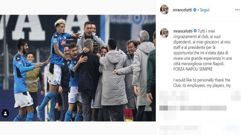 Ancelotti saluta Napoli: "Grazie per la grande esperienza"
