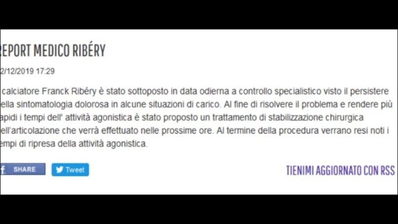 Fiorentina, Ribery dovrà operarsi