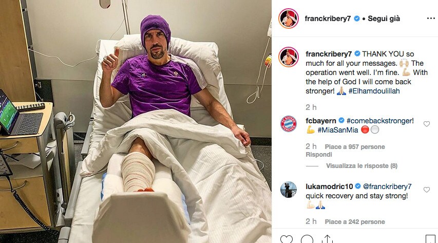 Ribery: «Tornerò più forte di prima». L'incitamento di Modric