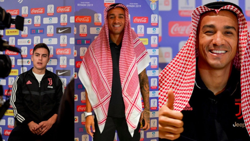 Supercoppa, Media Day Juve: Danilo vestito da sceicco