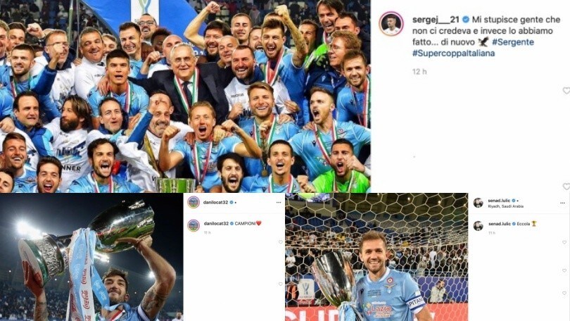 Lazio, da Milinkovic a Cataldi: sui social parte la festa per la Supercoppa