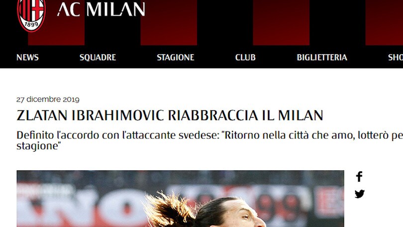 Ufficiale: Ibra torna al Milan
