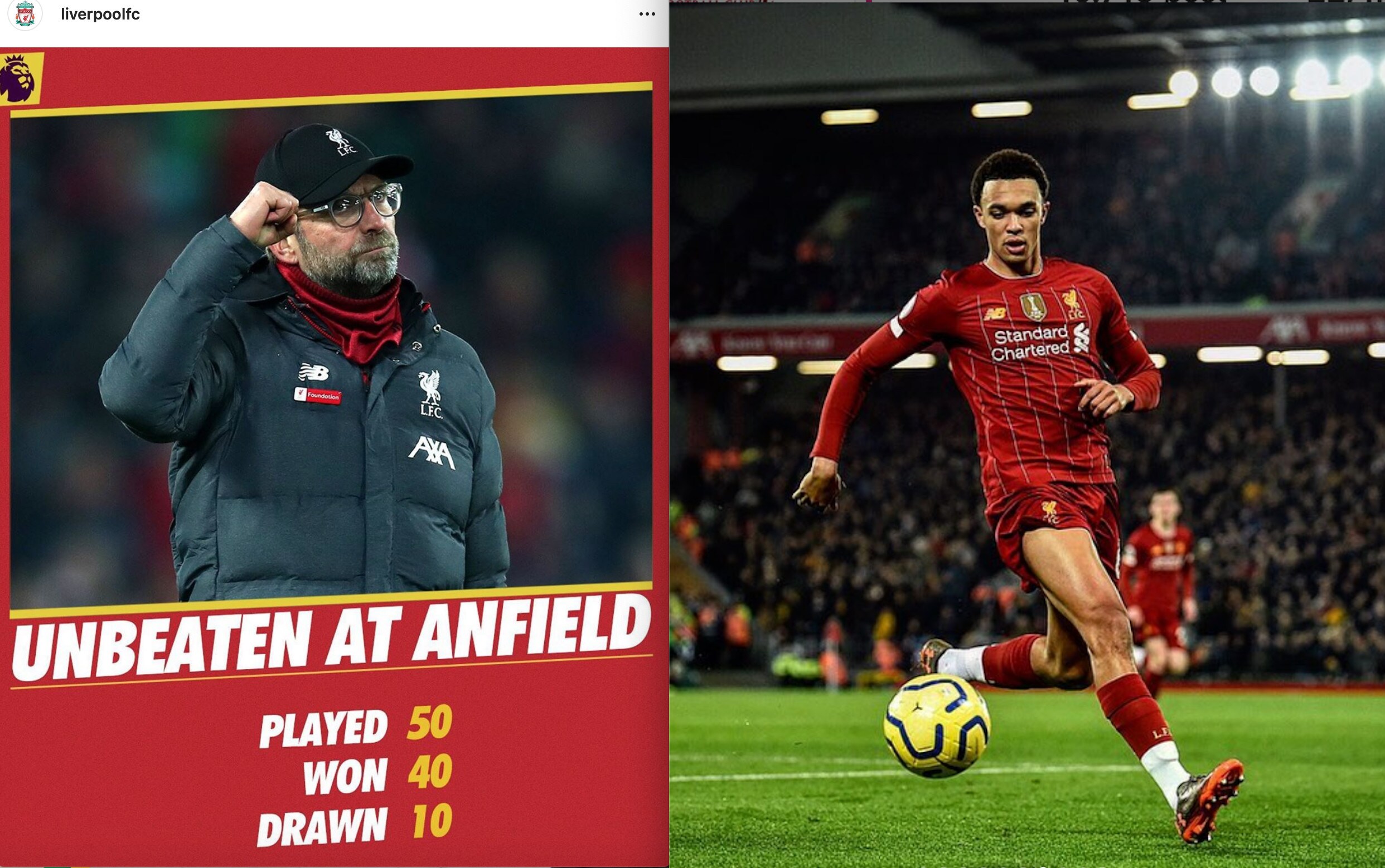 Il Liverpool si autocelebra: imbattuti da 50 gare ad Anfield! Alexander Arnold fenomeno