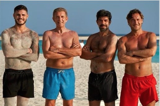 Icardi con Totti, Favino e Greggio: che squadra!
