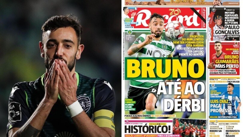 Mail: "Bruno Fernandes al Manchester United: 70 milioni e Rojo allo Sporting"
