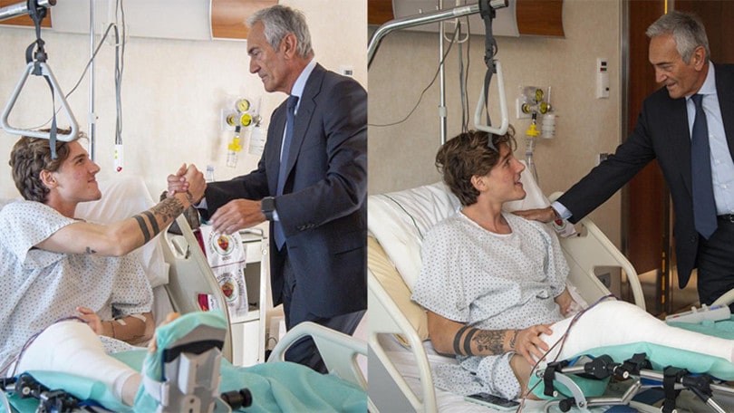 Gravina arriva in clinica per far visita a Zaniolo