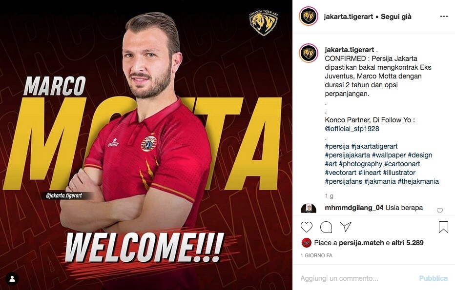 Motta, ex Juve e Toro, firma e va in Indonesia con Honda