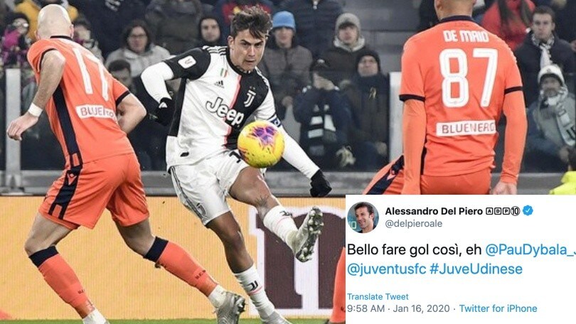 Juve, Del Piero e Dybala cose da 10: "Bello fare gol così, eh?"
