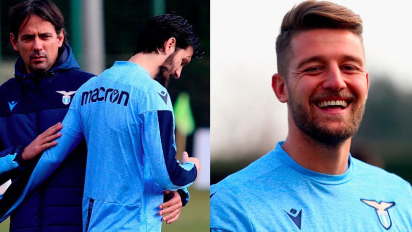 Lazio, -2 dal derby: Inzaghi abbraccia Luis Alberto, Milinkovic sorride