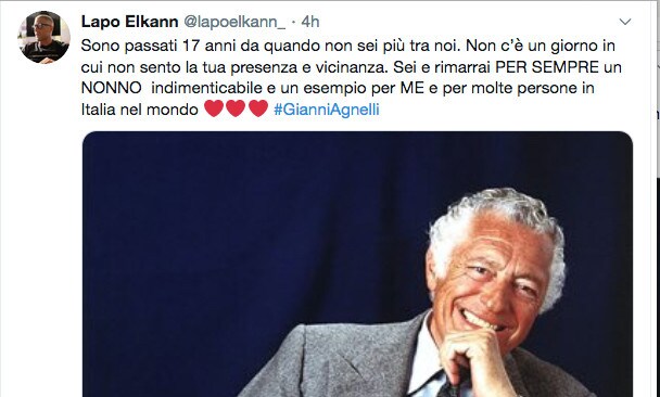 Lapo Elkann ricorda Gianni Agnelli: «Nonno indimenticabile, esempio per me»