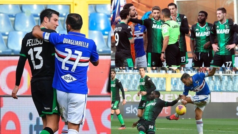 Peluso, che ingenuità: lascia il Sassuolo in dieci. Ma Quagliarella non punge