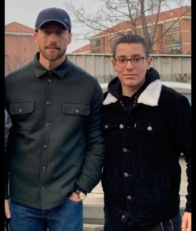Gabriele Chieco del Caselle Under 14 con Marchisio