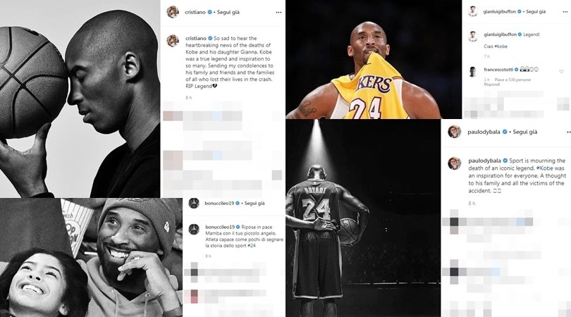 Kobe Bryant: da Ronaldo a Buffon, l'omaggio della Juventus