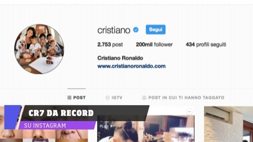 CR7 da record: 200 milioni di follower su Instagram