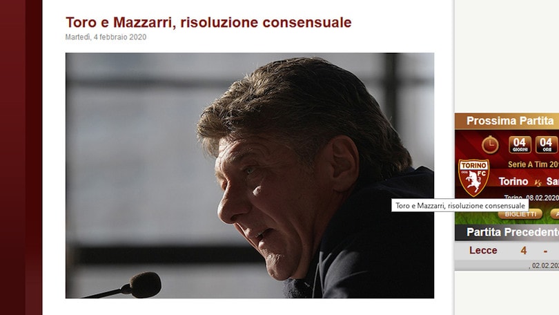 Torino, ecco l'ufficialità: via Mazzarri, dentro Longo