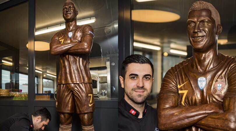 Ronaldo, una statua di cioccolato in suo onore