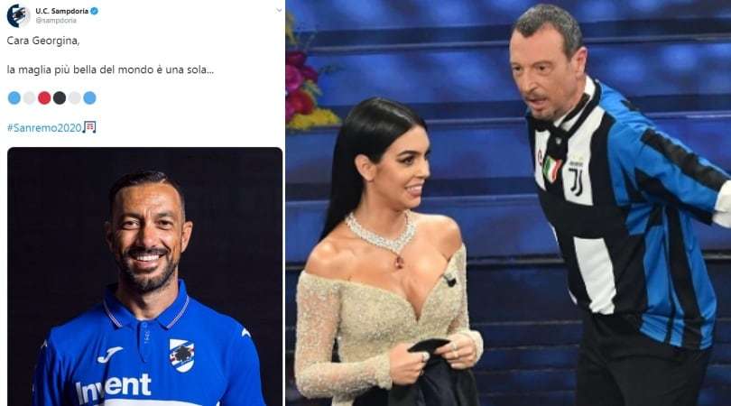 Sanremo 2020, la Samp commenta il siparietto di Amadeus