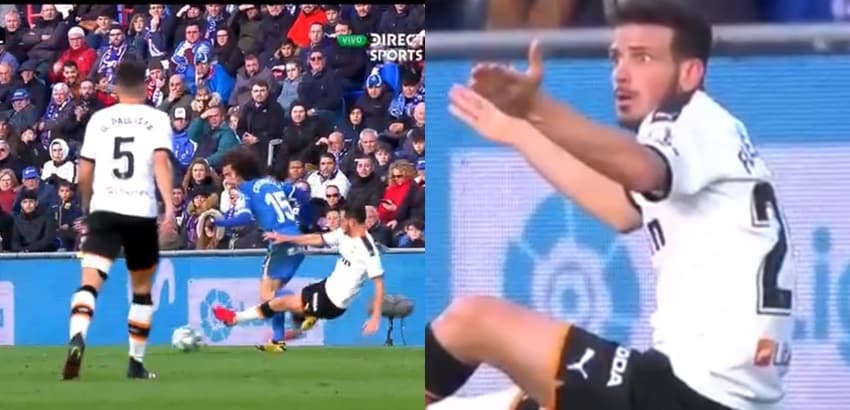Florenzi, bruttissimo fallo in Getafe-Valencia