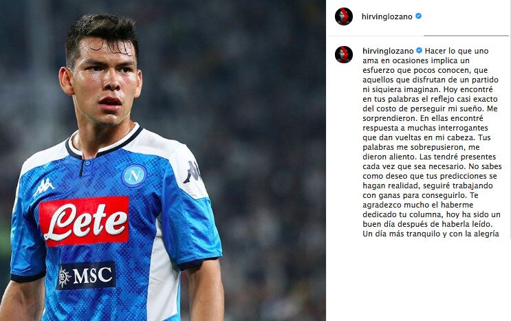 Napoli, Lozano scrive sui social: "Continuerò a lavorare con passione"