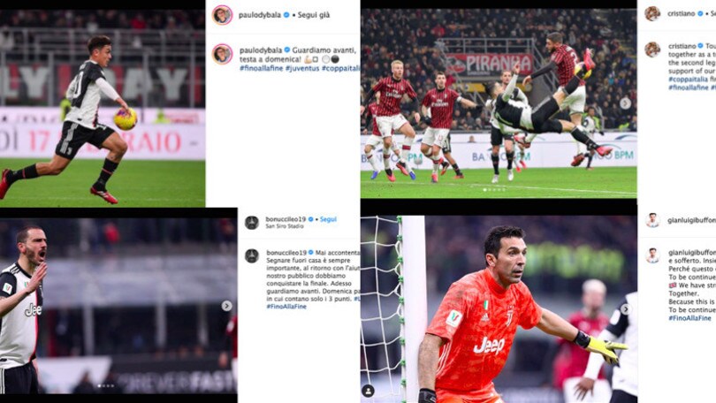 Juve, i giocatori sui social dopo il Milan: "Andremo in finale, ma testa a domenica"