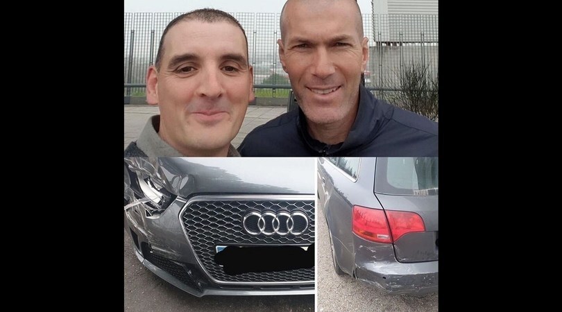Auto tamponata da Zidane, alla fine scattano un selfie