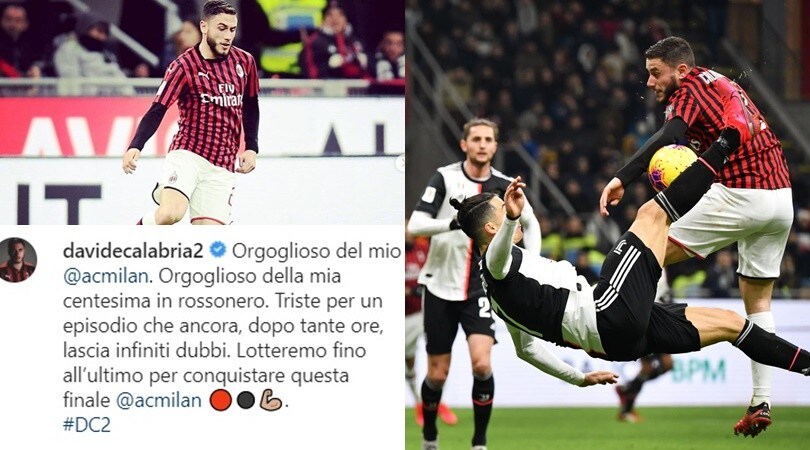 Calabria torna su Milan-Juve: "Quel rigore lascia infiniti dubbi"