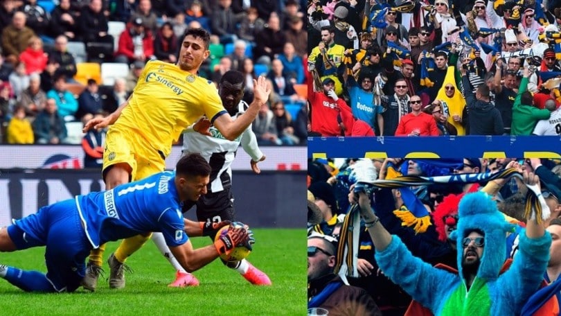Musso salva l'Udinese: è 0-0 con il Verona. E sugli spalti è già Carnevale