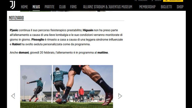 Allarme Juve: Higuain si ferma, Pjanic prosegue recupero
