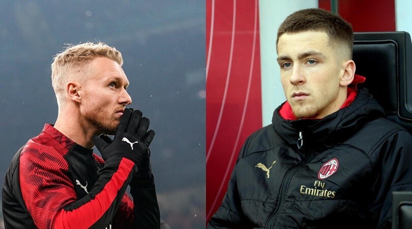 Milan, stiramento per Kjaer. Ko anche Saelemaekers