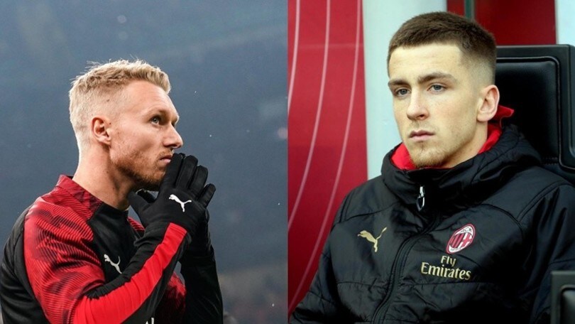Milan, stiramento per Kjaer. Ko anche Saelemaekers
