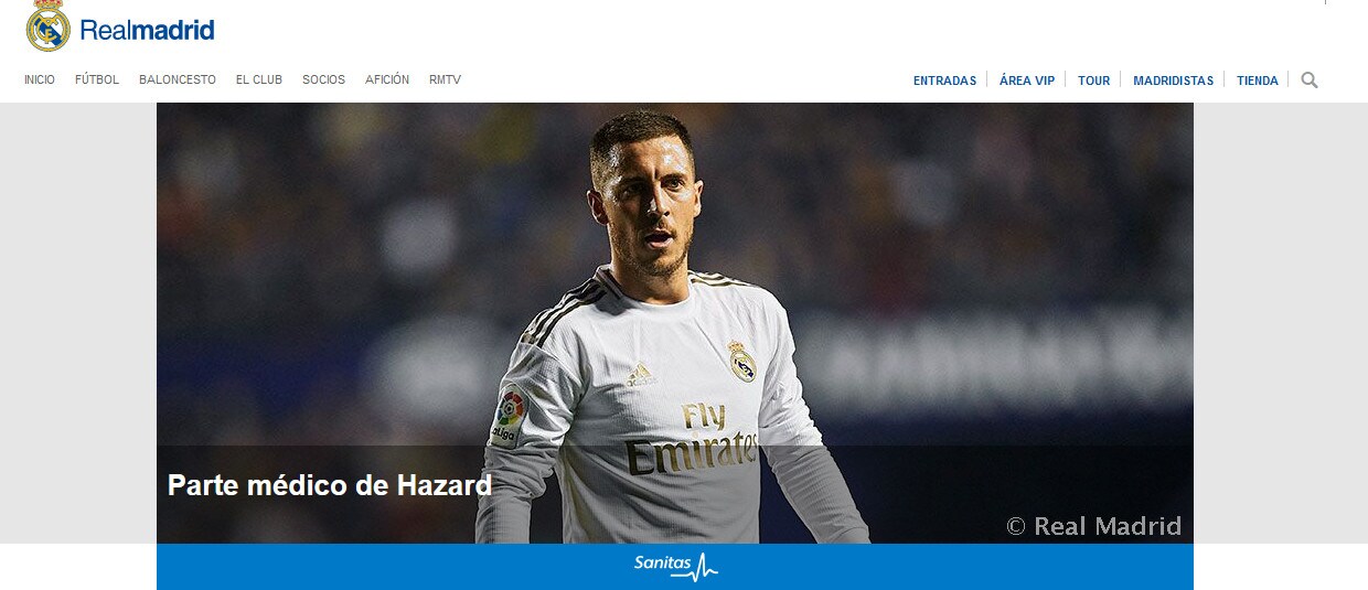 Real Madrid, ko Hazard: out 2 mesi?