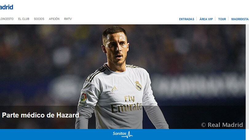 Real Madrid, ko Hazard: out 2 mesi?