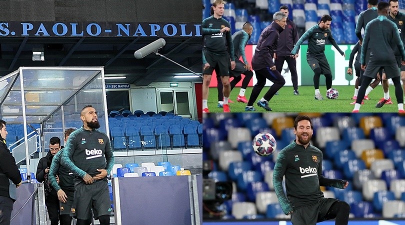 Messi lancia la sfida al Napoli, Vidal il primo a mettere piede al San Paolo