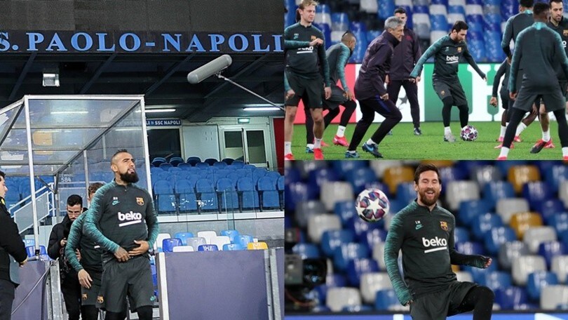 Messi lancia la sfida al Napoli, Vidal il primo a mettere piede al San Paolo