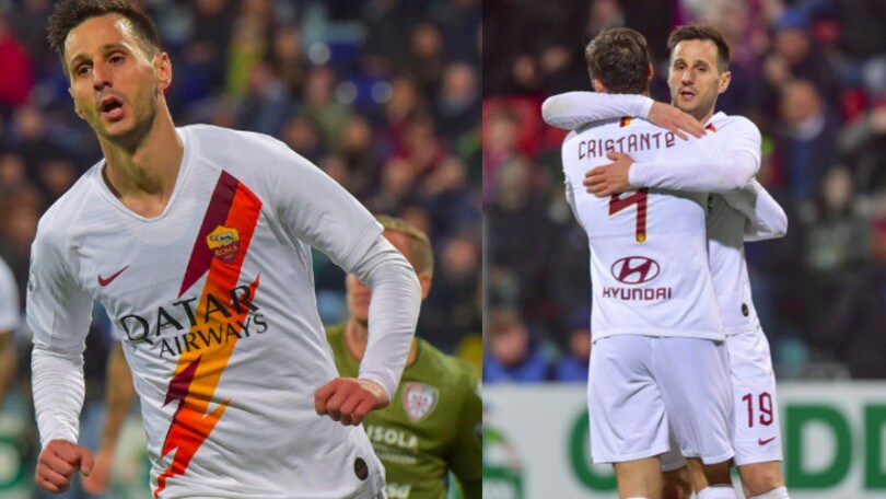 Kalinic, doppietta e assist: la Roma vince 4-3 a Cagliari