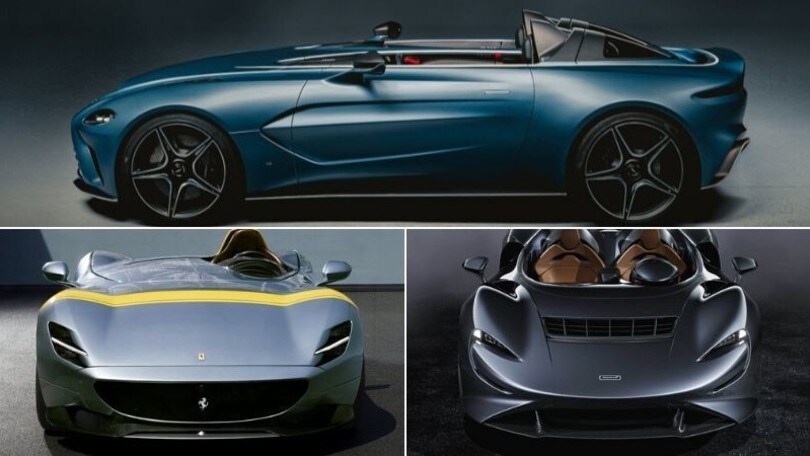 Aston Speedster, Ferrari Monza, McLaren Elva: le tre barchette messe a confronto