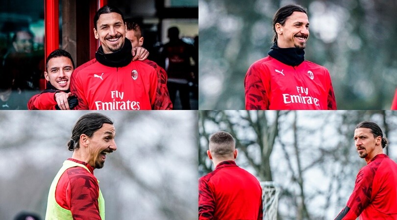 Milan, Ibrahimovic in allenamento tra sorrisi e risate