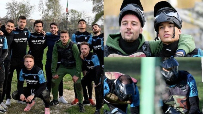La Lazio aspetta Juve-Inter... giocando a paintball!