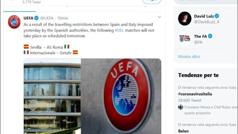 Ufficiale, Europa League: Inter-Getafe non si gioca