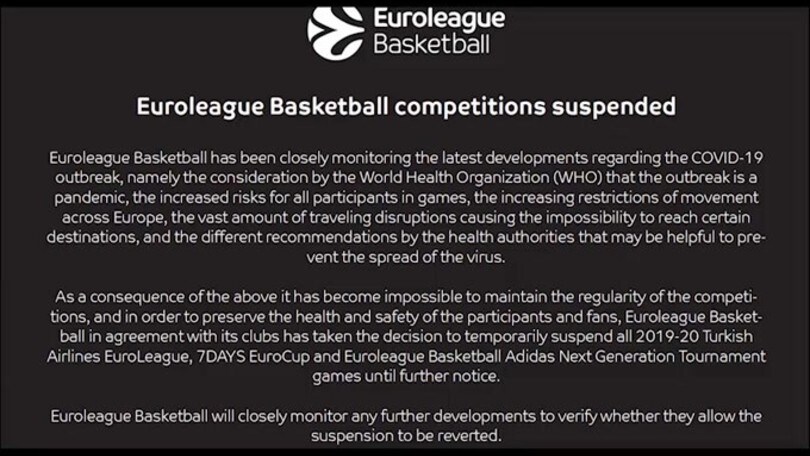Basket, stop a Eurolega ed Eurocup