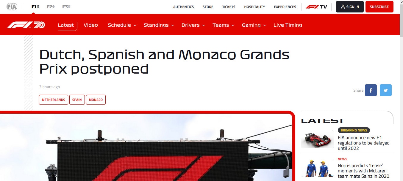 F1, stop a 3 gp europei: si parte a giugno da Baku