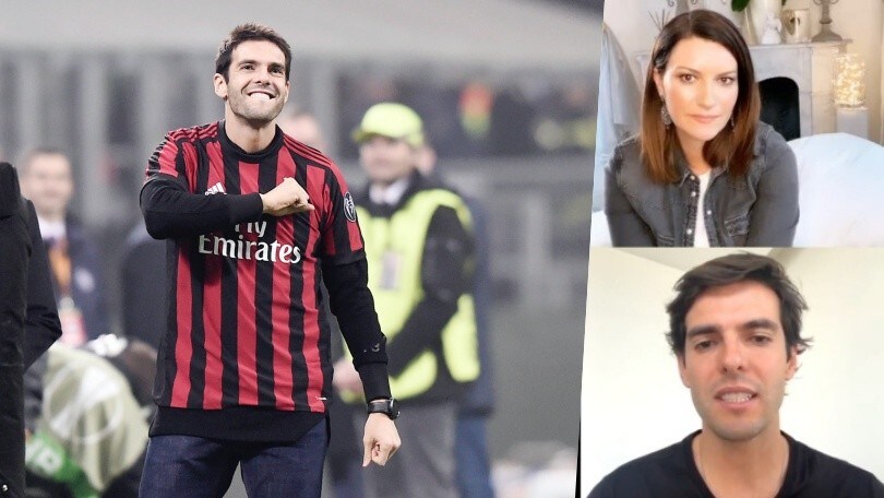 Kaká e l'inno del Milan in diretta con Laura Pausini. Poi l'appello all'Italia
