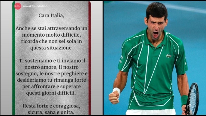 Djokovic, il messaggio agli italiani: "Non siete soli"