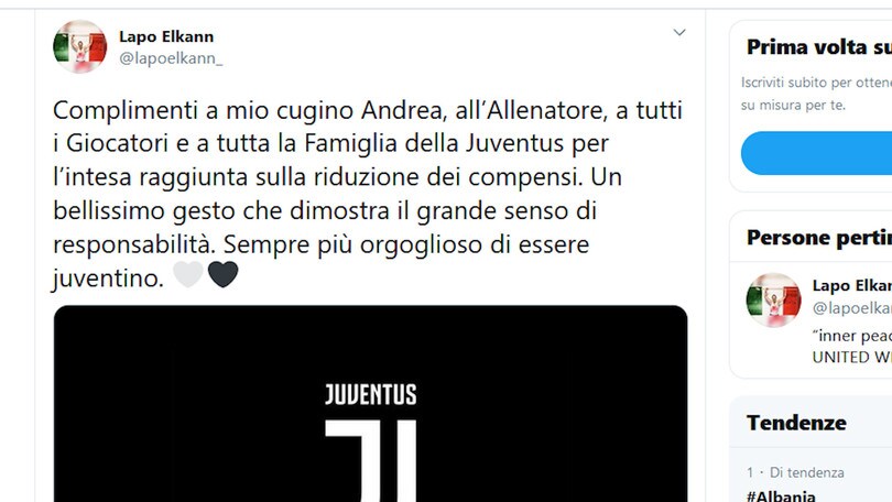 Taglio stipendi Juve: Lapo Elkann si complimenta con Andrea Agnell