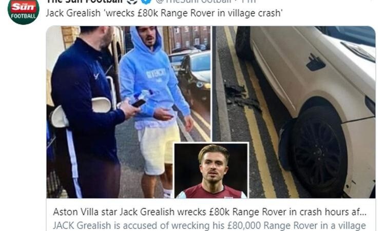 Grealish invita i tifosi a stare a casa, poi passa la notte in un locale e danneggia l'auto di lusso