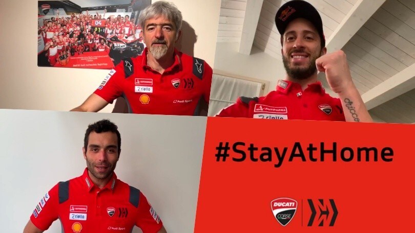 Ducati, da Dall’Igna a Dovizioso e Petrucci: “State a casa, andrà tutto bene”
