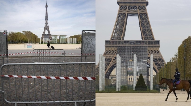 Coronavirus, atmosfera malinconica a Parigi: zona Tour Eiffel blindata