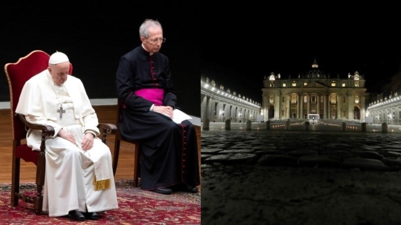 Papa Francesco in piazza San Pietro vuota per la Via Crucis
