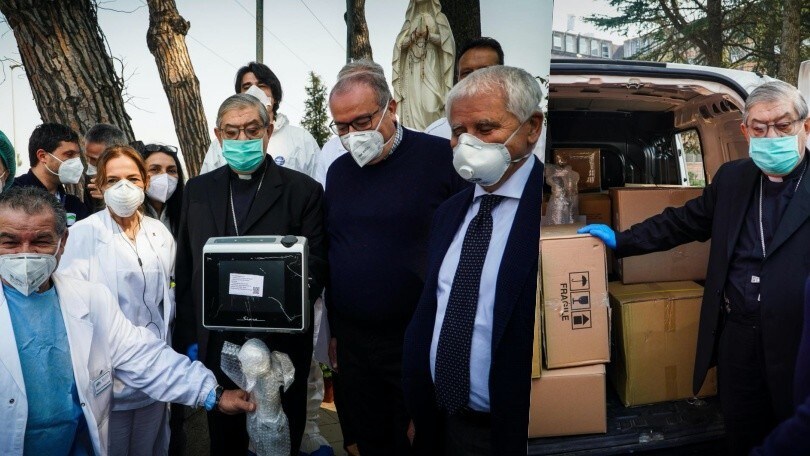 Coronavirus, all'ospedale Cotugno arrivano i doni del Papa: a consegnarli il cardinale Sepe