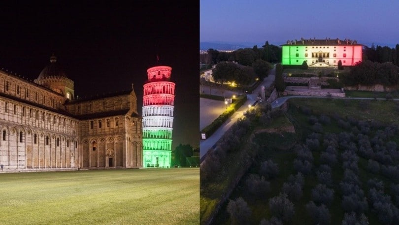 Coronavirus, il tricolore illumina Firenze e Pisa